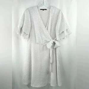 19 Cooper Polka Dot in White & Black Faux Wrap Mini Dress Size S